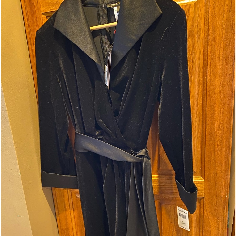Black Velvet faux wrap dress